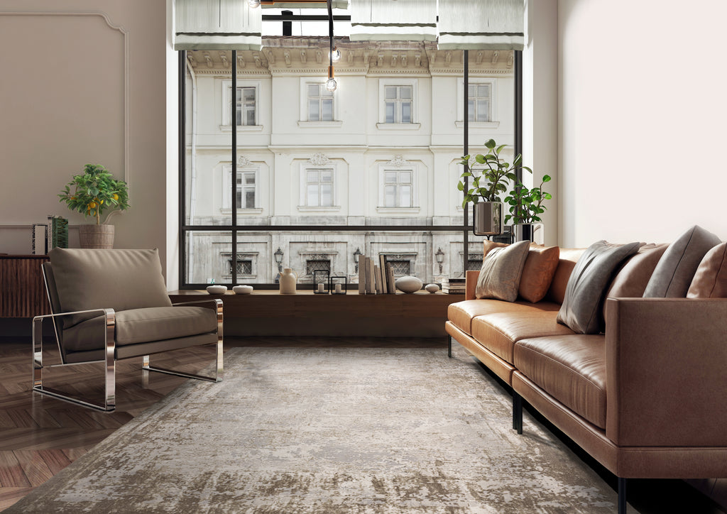 What colour rug makes a room look bigger?
