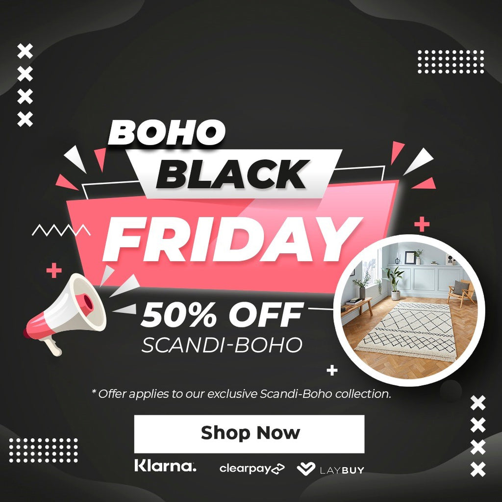 Embrace Cosiness This Winter: Black Friday Extravaganza at Rug Love with 50% Off Scandi Boho Rugs!