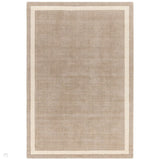 Albi Modern Plain Border Tonal Distressed Hand-Woven Textured Wool Low Profile Tip Sheared Short Pile Sand Rug