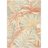 Aloha ALH43 Modern Botanical Floral Durable Stain-Resistant Weatherproof Flatweave In-Outdoor Sage/Rose Rug