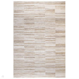 Anders AN08 Modern Abstract Linear Stripe Block Distressed Space-Dyed Shimmer Soft Raised Textured Low Profile Short Pile Polyblend Ivory/Beige/Golden Sand/Taupe Rug
