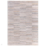 Anders AN09 Modern Abstract Linear Stripe Block Distressed Space-Dyed Shimmer Soft Raised Textured Low Profile Short Pile Polyblend Ivory/Taupe/Grey/Blue/Gold Rug