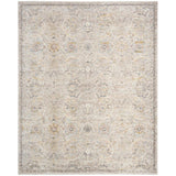 Antique Fusion ANF03 Traditional Vintage Distressed Floral Border Soft Smooth Polyester Low Profile Short Pile Light Grey Rug