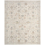 Antique Fusion ANF04 Traditional Vintage Distressed Allover Floral Soft Smooth Polyester Low Profile Short Pile Ivory/Multicolour Rug