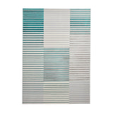 Apollo 2681 Modern Geometric Striped Linear Blocks Distressed Metallic Shimmer High-Density Textured Low Profile Short-Pile Grey/TealGreen/Cream Rug