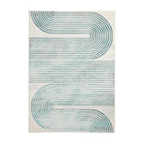 Apollo 2683 Modern Geometric Swirl Distressed Metallic Shimmer High-Density Textured Low Profile Short-Pile Grey/TealGreen/Cream Rug
