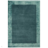 Ascot Modern Plain Hand-Woven Wool Centred Loop Pile Metallic Shimmer Wide Edged Viscose Border Teal Blue/Aqua Blue Rug