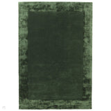 Ascot Modern Plain Hand-Woven Wool Centred Loop Pile Metallic Shimmer Wide Viscose Border Deep Forest Green/Emerald Green Rug