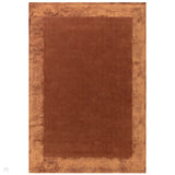 Ascot Modern Plain Hand-Woven Wool Centred Loop Pile Metallic Shimmer Wide Viscose Border Rust/Copper Rug