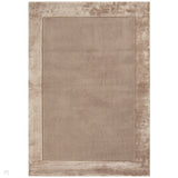 Ascot Modern Plain Hand-Woven Wool Centred Loop Pile Metallic Shimmer Wide Viscose Border Warm Sand Beige/Golden Taupe Rug