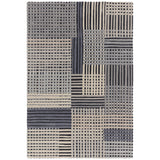 Aspect Modern Geometric Basketweave Hand-Woven High-Density Heavyweight Space-Dyed Textured Hi-Low Wool Grey/Charcoal/Beige Rug