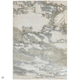 Aurora AU02 Cloud Modern Abstract Distressed Marbled Metallic Shimmer Textured High-Density Soft Smooth Low Profile Polyblend Short-Pile Grey/Beige/Silver/Cream/White Rug