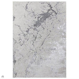 Aurora AU03 Solar Modern Abstract Distressed Marbled Metallic Shimmer Textured High-Density Soft Smooth Low Profile Polyblend Short-Pile Silver/Grey/Charcoal/Beige/Cream Rug