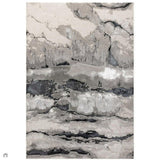 Aurora AU05 Quartz Modern Abstract Distressed Marbled Metallic Shimmer Textured High-Density Soft Smooth Low Profile Polyblend Short-Pile Silver/Grey/Charcoal Grey/Black/Cream Rug