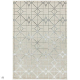 Aurora AU11 Lattice Modern Geometric Distressed Metallic Shimmer Textured High-Density Soft Smooth Low Profile Polyblend Short-Pile Beige/Silver/Grey/Ivory Rug