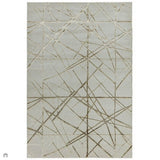 Aurora AU13 Mica Modern Geometric Distressed Metallic Shimmer Textured High-Density Soft Smooth Low Profile Polyblend Short-Pile Beige/Brown/Champagne/Taupe Rug