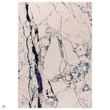 Aurora AU22 Quake Modern Abstract Distressed Marbled Metallic Shimmer Textured High-Density Soft Smooth Low Profile Polyblend Short-Pile Cream/Navy Blue/Blue-Grey/Charcoal/Silver/Pale Blue Rug