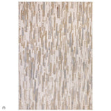 Aurora AU25 Impression Modern Linear Abstract Distressed Metallic Shimmer Textured High-Density Soft Smooth Low Profile Polyblend Short-Pile Grey/Beige/Cream/Gold Rug