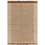 Avalon Modern Plain Beaded Basketweave Hand-Woven Textured Wool Flatweave Rust/Cream/Beige Rug