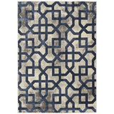 Avanti Modern Geometric Faded Trellis Smooth Short Pile Grey/Blue/Charcoal/Beige Rug