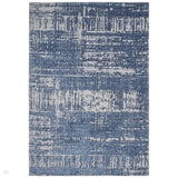 Beau Modern Abstract Distressed Shimmer Soft Textured Flatweave Denim Blue/Ivory Rug
