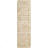 Blade Modern Plain Distressed Tonal Metallic Shimmer Hand-Woven Soft Textured Tip Sheared Loop Pile Silky Viscose Flatweave Champagne Beige Runner