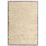 Blade Slim Border Modern Plain Distressed Tonal Metallic Shimmer Hand-Woven Soft Textured Tip Sheared Loop Pile Silky Viscose Flatweave Putty/Silver Border Rug