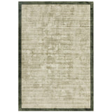 Blade Slim Border Modern Plain Distressed Tonal Metallic Shimmer Hand-Woven Soft Textured Tip Sheared Loop Pile Silky Viscose Flatweave Sage/Olive Green Border Rug