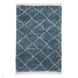 Boho 5413 Modern Moroccan Berber Soft Plush Shaggy Blue Rug