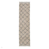 Boho 5413 Modern Moroccan Berber Soft Plush Shaggy Cream Runner
