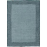 Borders Modern Plain Contrast Border Hand-Woven Wool Duck Egg Blue/Teal Blue Rug