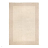 Borders Modern Plain Contrast Border Textured Hand-Woven Wool Natural Beige/Sandstone Rug