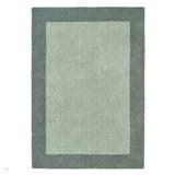 Borders Modern Plain Contrast Border Textured Hand-Woven Wool Soft Sage Green/Olive Green Rug