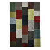 Brooklyn 21830 Modern Geometric Square Patchwork Blocks Soft Carved Durable Short Pile Grey/Multicolour Rug