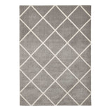 Brooklyn BRK35 Modern Geometric Diamond Soft Carved Durable Short Pile Grey/Cream Rug