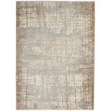 CK Rush CK950 Modern Crosshatched Linear Abstract Distressed Hi-Low Textured Low-Profile Short-Pile Ivory/Taupe/Grey Rug