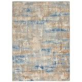 CK Rush CK951 Modern Crosshatched Linear Abstract Distressed Hi-Low Textured Low-Profile Short-Pile Beige/Blue/Grey/Taupe Rug