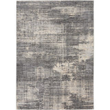 CK Rush CK953 Modern Crosshatched Linear Abstract Distressed Hi-Low Textured Low-Profile Short-Pile Grey/Beige/Ivory Rug