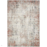 Calvin Klein CK022 Infinity IFN01 Modern Abstract Grid Distressed Shimmer Hi-Low Textured Polyester Low Profile Short Pile Light Grey/Charcoal Grey/Rust/Chalk White/Taupe Rug