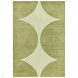 Canvas 01 Reflect Modern Abstract Hand-Woven Wool Hi-Low Contrast Textured Low Profile Short Pile Olive/Sage Green Rug