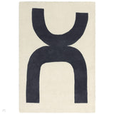 Canvas 03 Balance Modern Abstract Hand-Woven Wool Hi-Low Contrast Textured Low Profile Short Pile Ivory/Black Rug