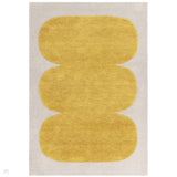 Canvas 04 Sculpt Modern Abstract Hand-Woven Wool Hi-Low Contrast Textured Low Profile Short Pile Yellow/Ivory Rug