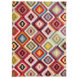 Carnaval CAR106 Modern Geometric Tribal Diamond Durable Easy-Care Polypropylene Low Profile Short Pile Multicolour Rug