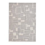 Catherine Lansfield Blocks Modern Geometric Durable Easy-Care Carved High Density Polyproplyene Grey/Cream Rug