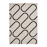 Catherine Lansfield Linear Curve Modern Geometric Durable Easy-Care Carved High Density Polyproplyene Cream/Black Rug