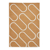 Catherine Lansfield Linear Curve Modern Geometric Durable Easy-Care Carved High Density Polyproplyene Ochre/Cream Rug
