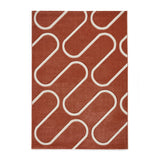 Catherine Lansfield Linear Curve Modern Geometric Durable Easy-Care Carved High Density Polyproplyene Terracotta/Cream Rug