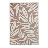 Catherine Lansfield Sorral Leaves Modern Botanical Floral Durable Easy-Care Carved High Density Polyproplyene Natural/Cream Rug