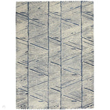 Colorado CLR01 Modern Linear Hand-Woven Hi-Low Soft Textured Wool Loop Pile White/Blue Rug