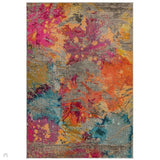 Colores Cloud CO04 Galactic Modern Abstract Durable Easy-Care Low Profile Ribbed Short Pile Multicolour/Orange/Purple/Blue/Yellow/Grey/Beige Rug